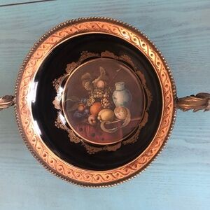 Dominic Porcelain Black and Gold Serveware with Ornate Handles
